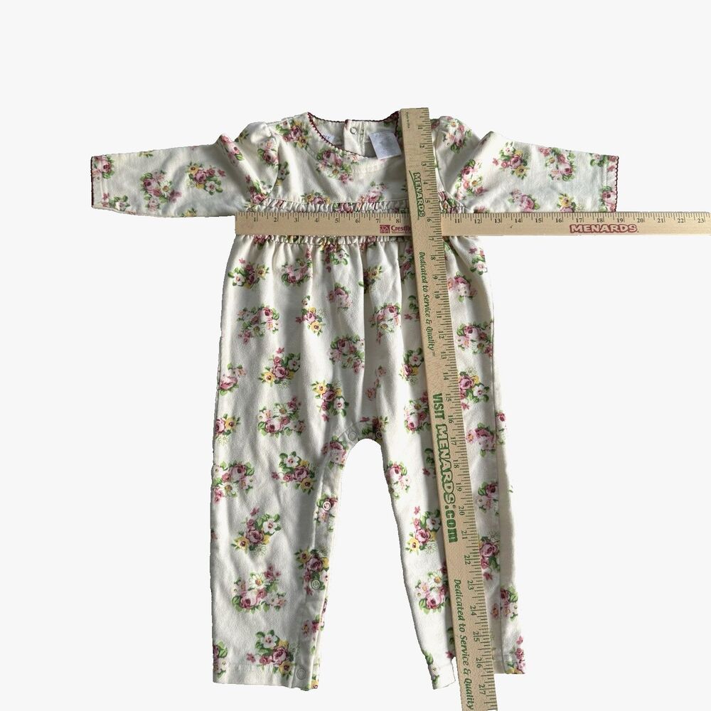 Vtg 90s Toddler Girl 24M One Piece Bubble Romper Outfit Floral Smocked - Picture 4 of 7